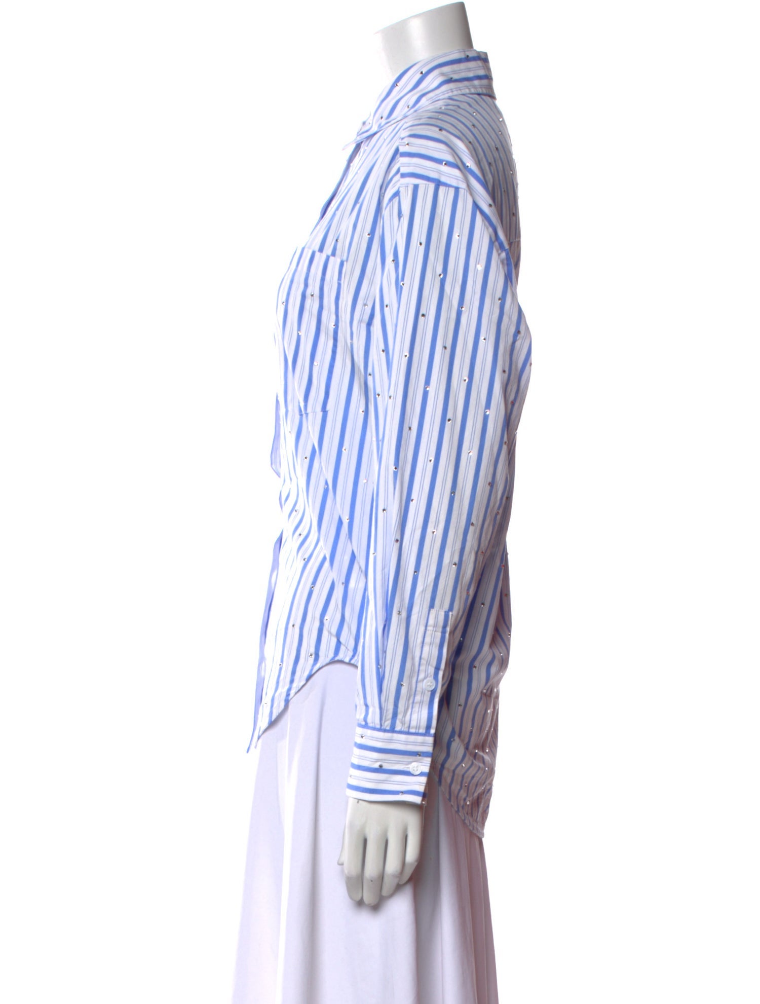 Essentiel Antwerp Striped Long Sleeve Button-Up Top
