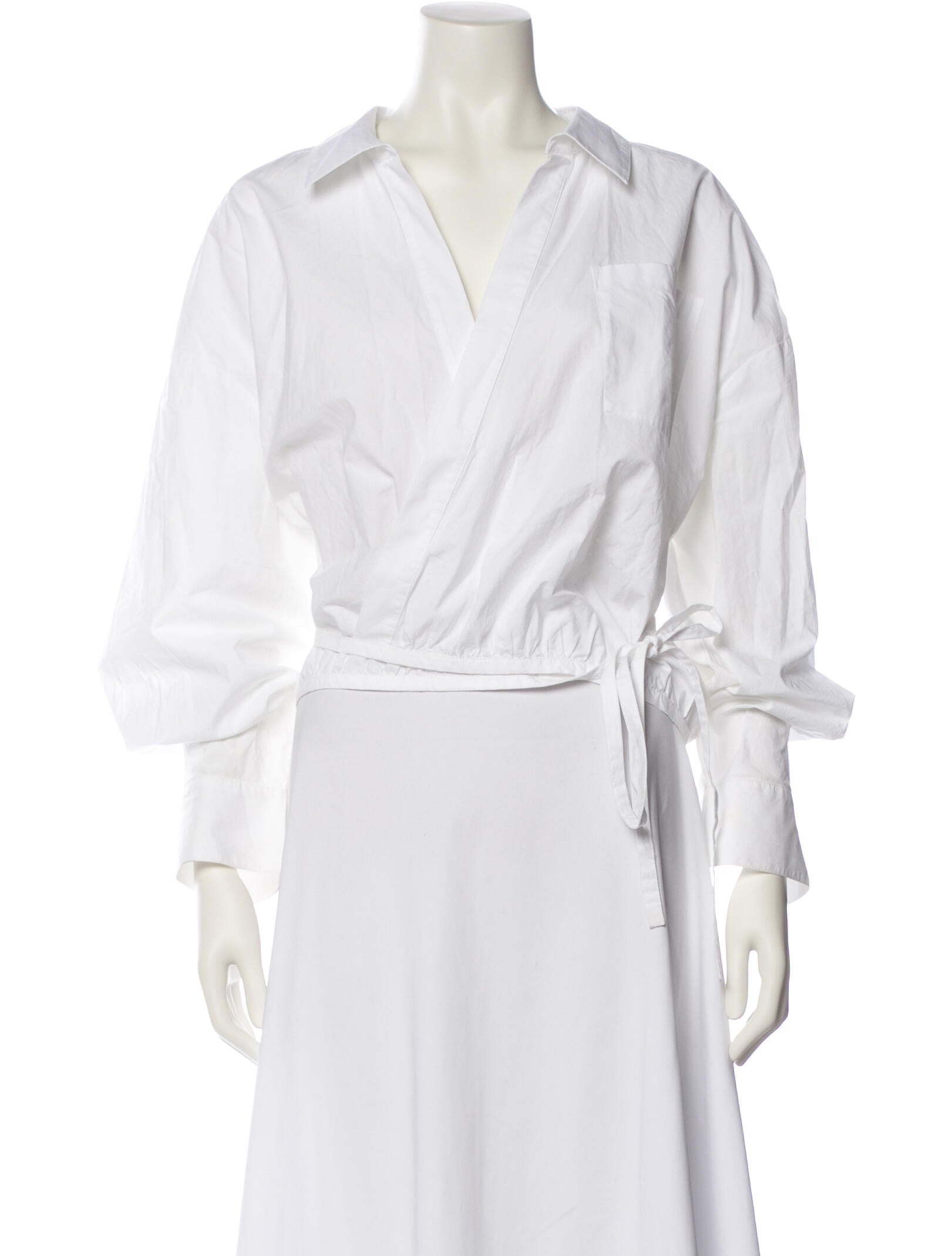 Essentiel Antwerp V-Neck Three-Quarter Sleeve Crop Top