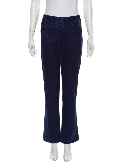 Alice + Olivia Animal Print Straight Leg Pants Blu
