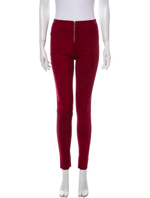 Alice + Olivia Lamb Leather Skinny Leg Pants Red