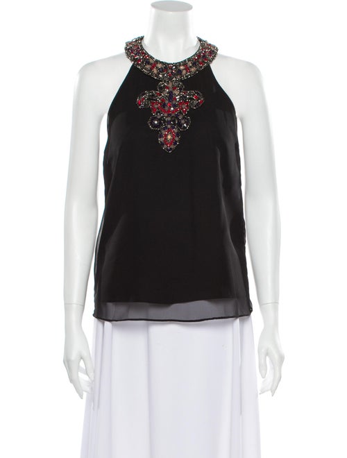 Alice + Olivia Halterneck Sleeveless Top Black