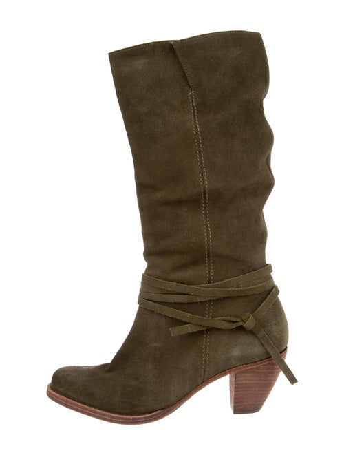 Alice + Olivia Suede Slouch Boots Green