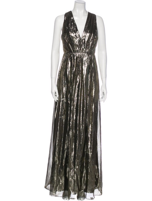 Alice + Olivia Silk Long Dress Gold
