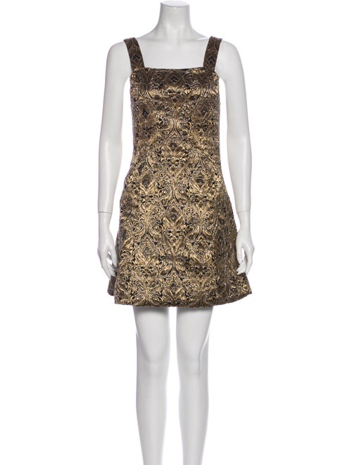Alice + Olivia Printed Mini Dress Gold