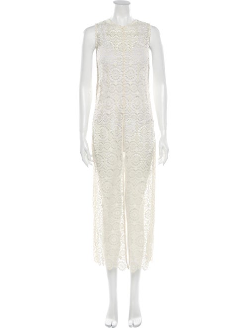 Alice + Olivia Lace Pattern Long Dress White