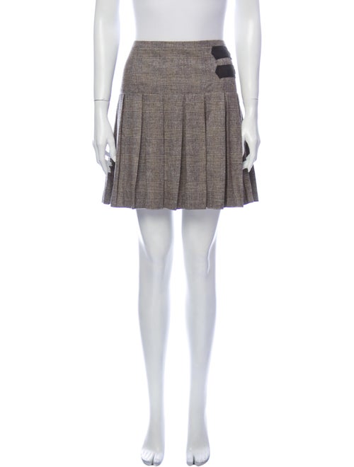Alice + Olivia Plaid Print Mini Skirt Brown