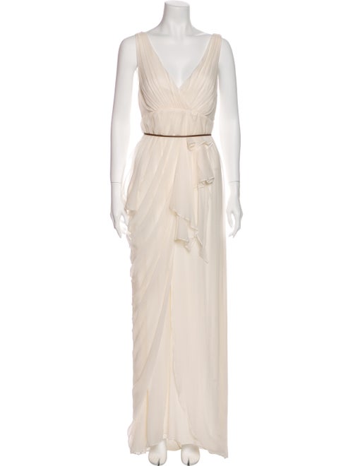 Alice + Olivia Silk Long Dress White