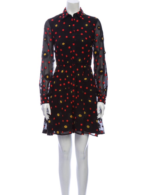 Alice + Olivia Floral Print Mini Dress Black