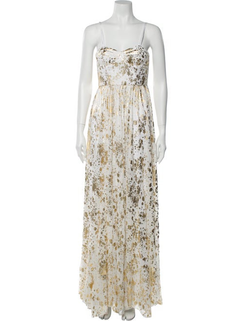 Alice + Olivia Floral Print Long Dress Gold