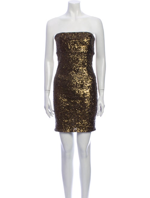 Alice + Olivia Strapless Mini Dress Gold