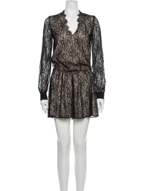 Alice + Olivia Lace Pattern Mini Dress Black
