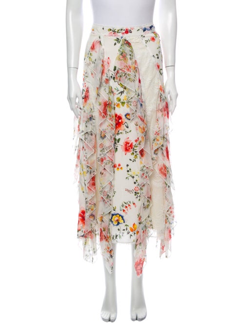 Alice + Olivia Silk Midi Length Skirt White