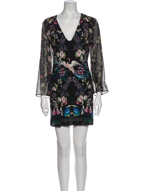 Alice + Olivia Floral Print Mini Dress Black