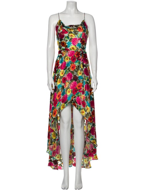 Alice + Olivia Floral Print Long Dress Red