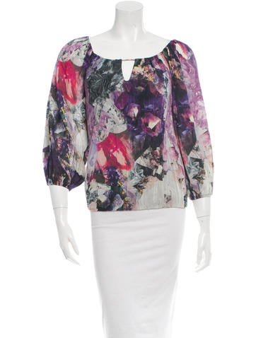 Alice + Olivia Faceted Crystal Silk Top w/ Tags