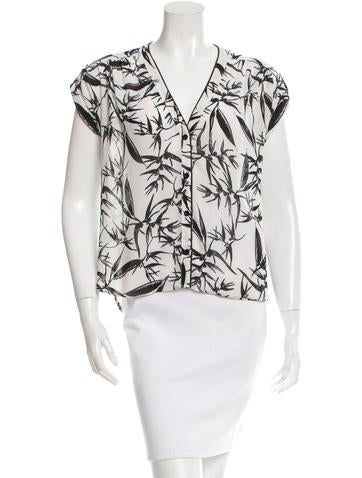 Alice + Olivia Leather-Trimmed High-Low Top