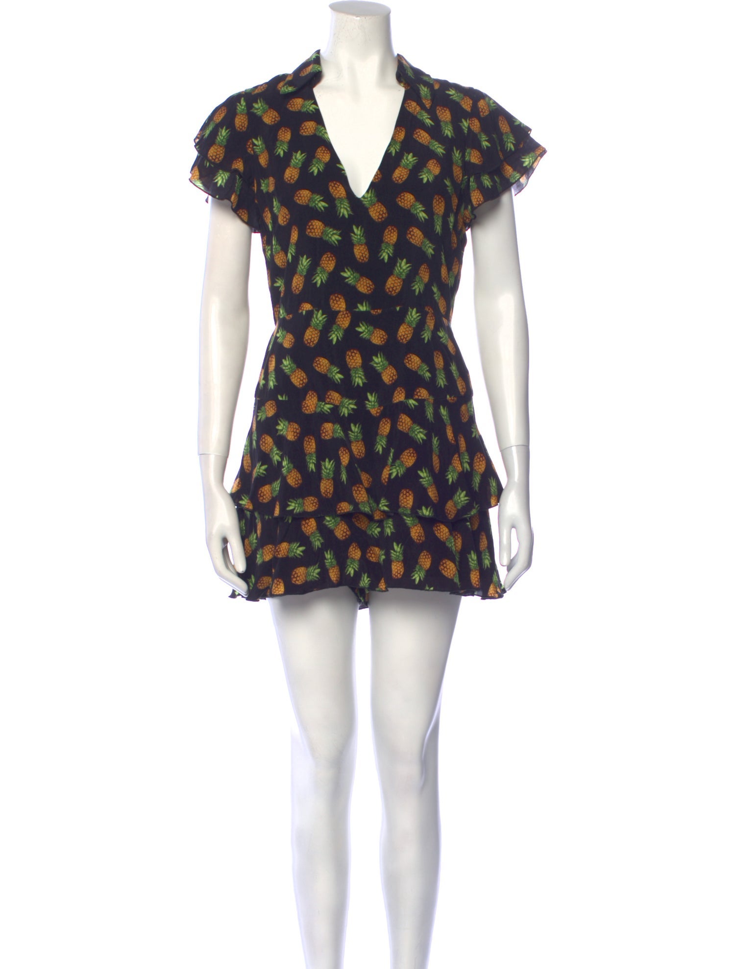 Alice + Olivia Printed V-Neck Romper