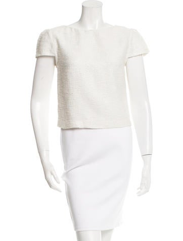 Alice + Olivia Metallic- Accented Bouclé Top
