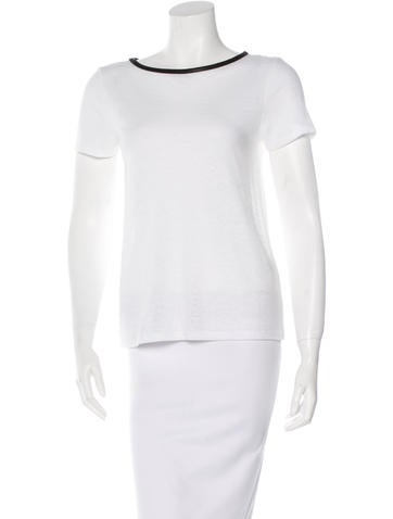 Alice + Olivia Leather-Trimmed Top w/ Tags