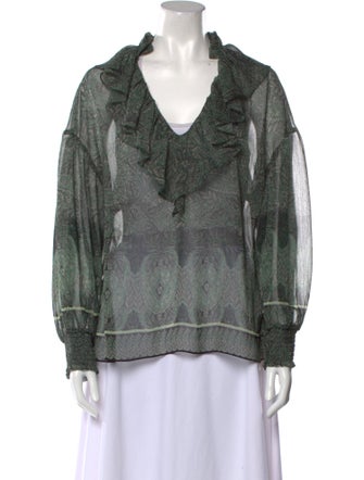 Alice + Olivia Printed V-Neck Sweatshirt