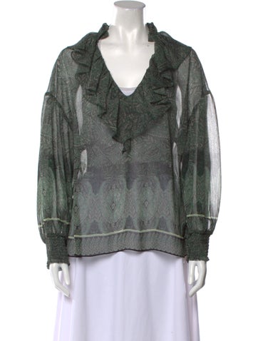 Alice + Olivia Tops Printed V-Neck Sweatshirt S