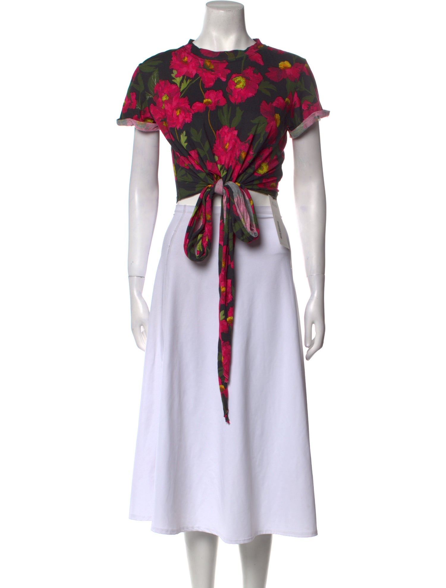 Lia | Large Multi Floral Print Asymmetric Crop-Top