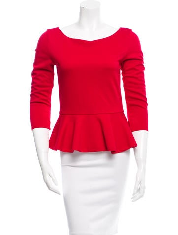 Alice + Olivia Mesh-Accented Peplum Top