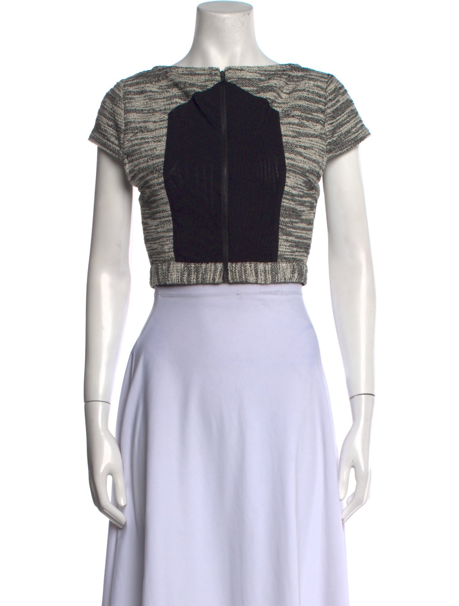 Alice + Olivia Bateau Neckline Short Sleeve Crop Top