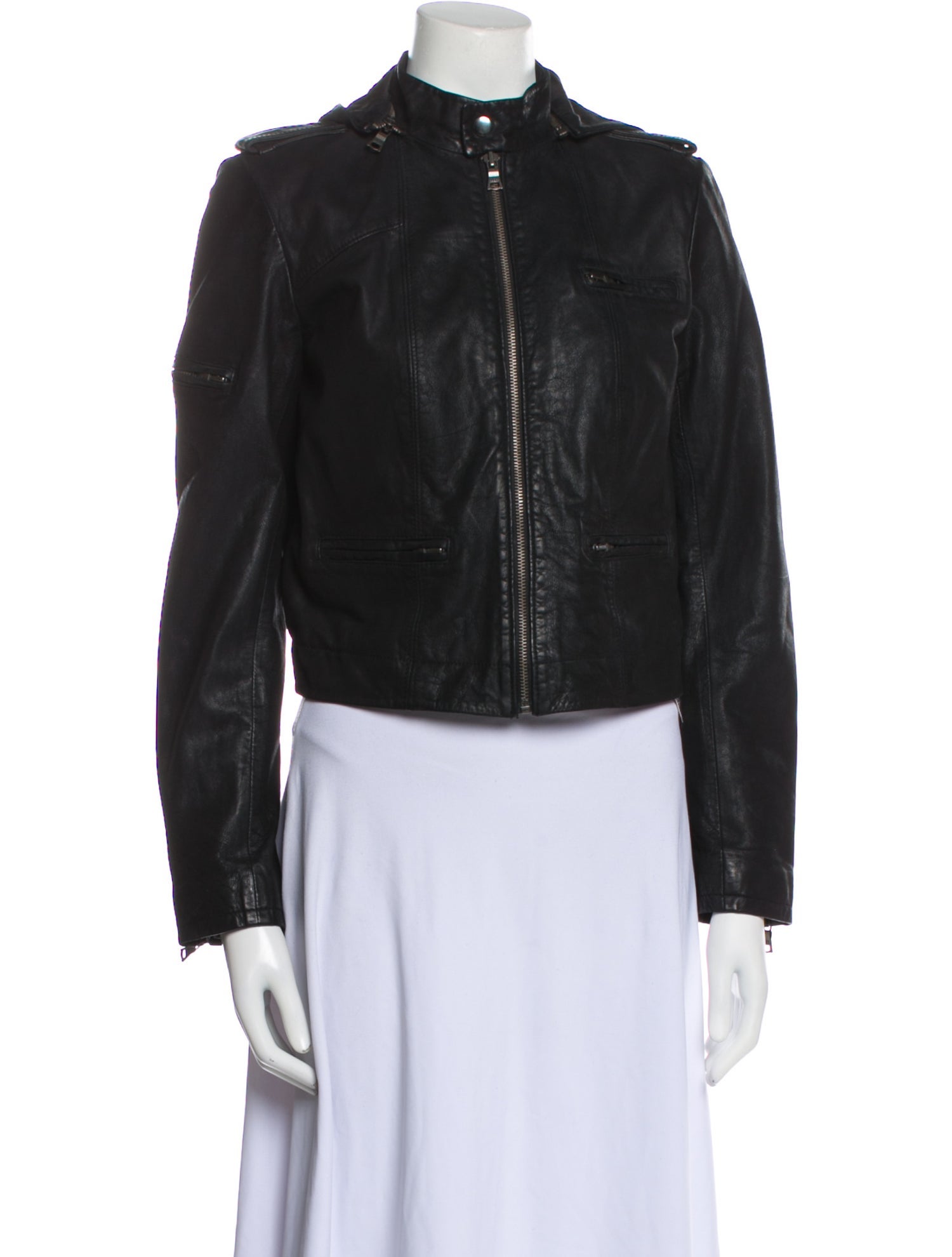 Alice + Olivia Goat Leather Biker Jacket