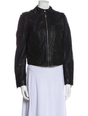 Alice + Olivia Goat Leather Biker Jacket