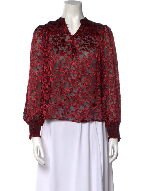 Alice + Olivia Floral Print V-Neck Blouse