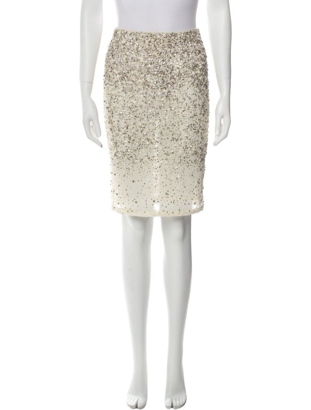 Alice + Olivia Mesh Accents KneeLength Skirt Neutrals Skirts