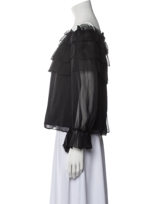 Alice + Olivia Silk Off-The-Shoulder Blouse