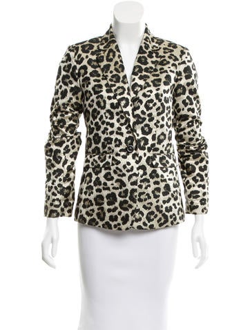 Alice + Olivia Brocade Leopard Pattern Blazer