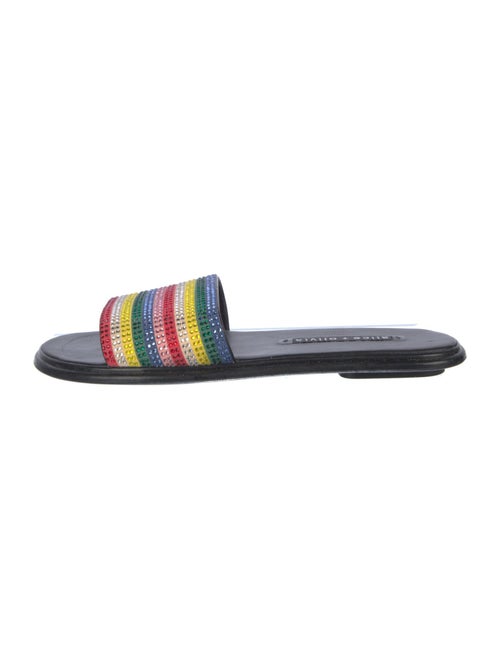 Alice + Olivia Leather Striped Slides