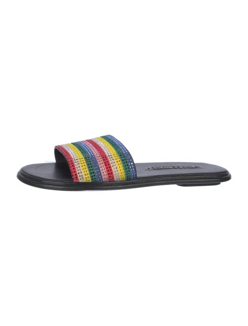 Alice + Olivia Leather Striped Slides