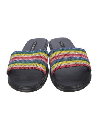 Alice + Olivia Leather Striped Slides