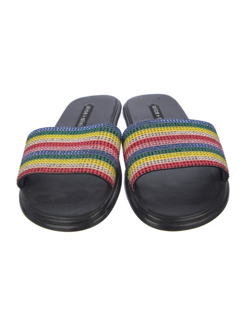 Alice + Olivia Leather Striped Slides