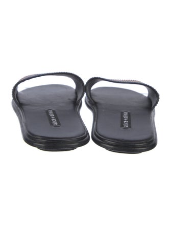 Alice + Olivia Leather Striped Slides