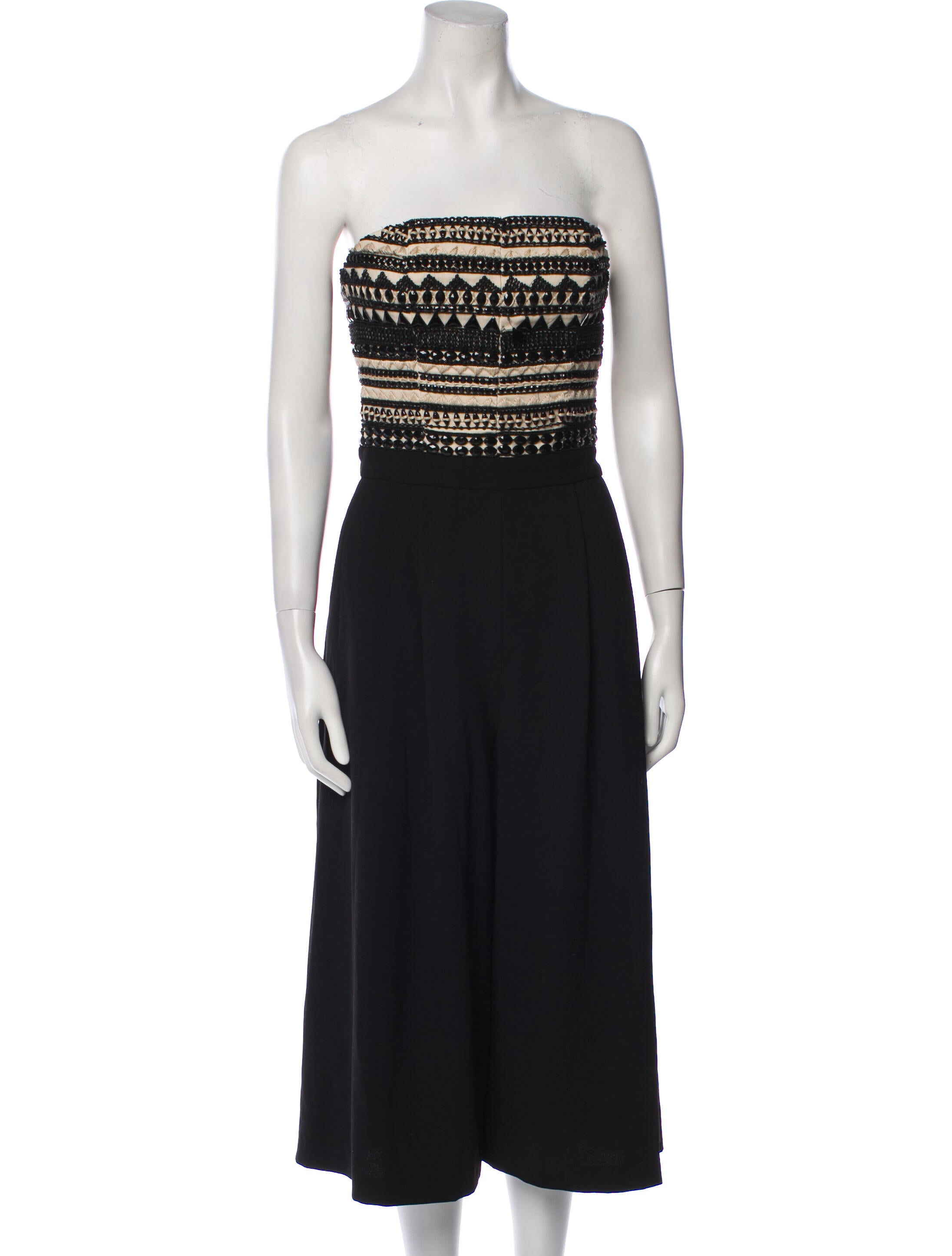 Alice + Olivia Patterned Strapless Jumpsuit