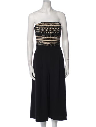 Alice + Olivia Patterned Strapless Jumpsuit