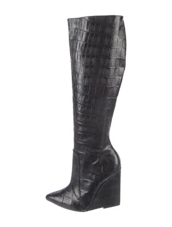 Alice + Olivia Embossed Leather Animal Print Boots