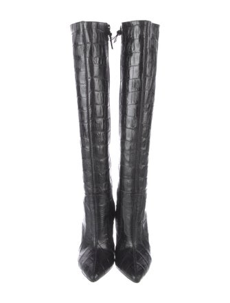 Alice + Olivia Embossed Leather Animal Print Boots