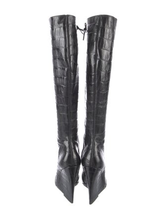 Alice + Olivia Embossed Leather Animal Print Boots