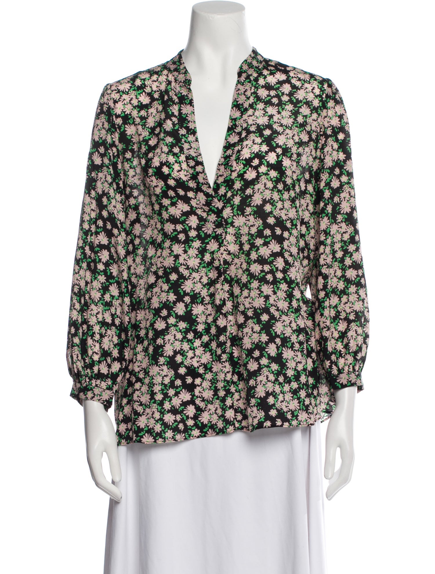 Alice + Olivia Silk Floral Print Blouse
