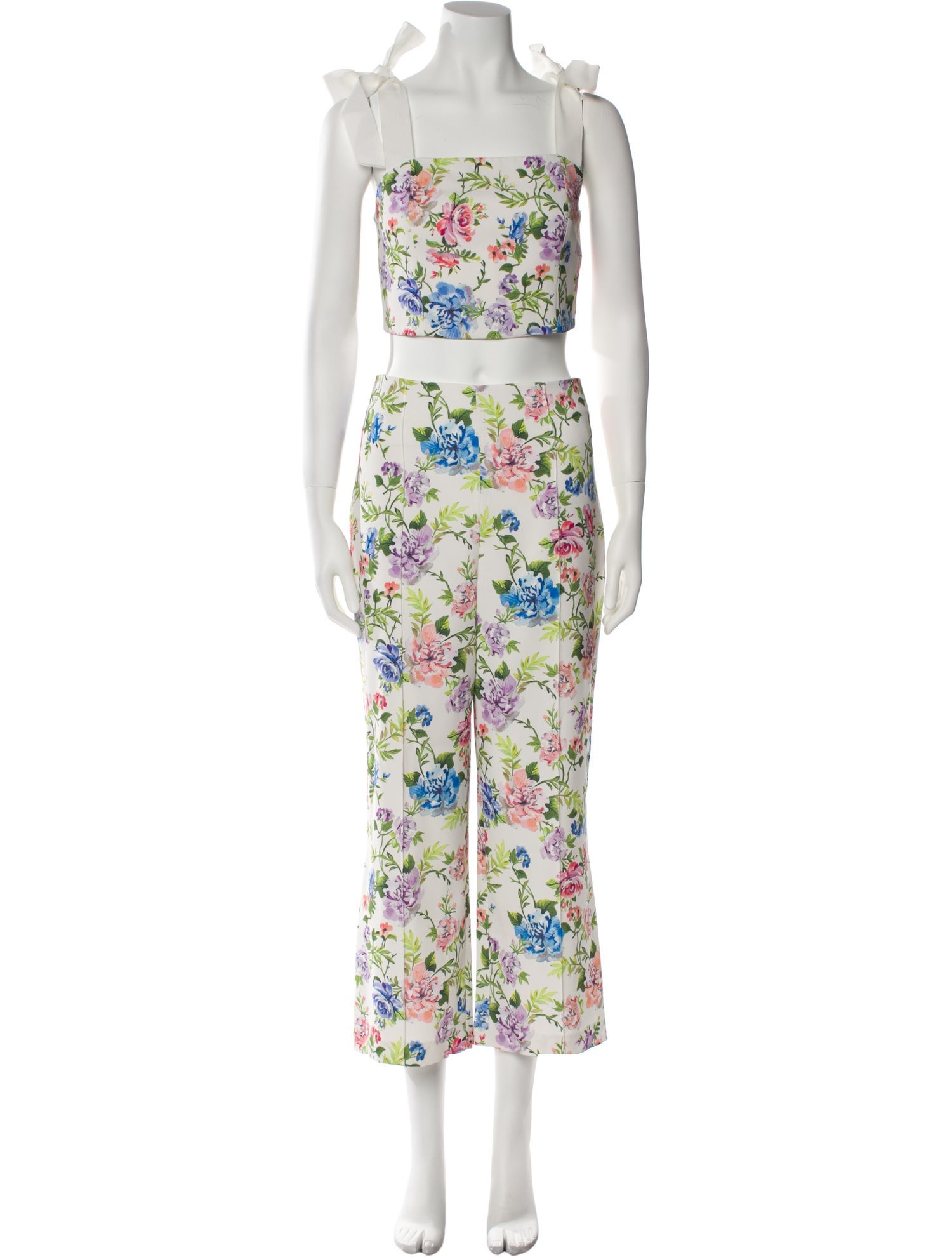 Alice + Olivia Floral Print Grosgrain Trim Pant Set