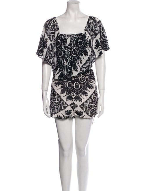 Alice + Olivia Printed Square Neckline Romper