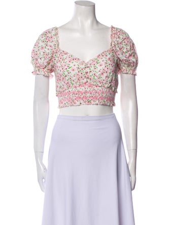 Alice + Olivia Floral Print Square Neckline Crop Top