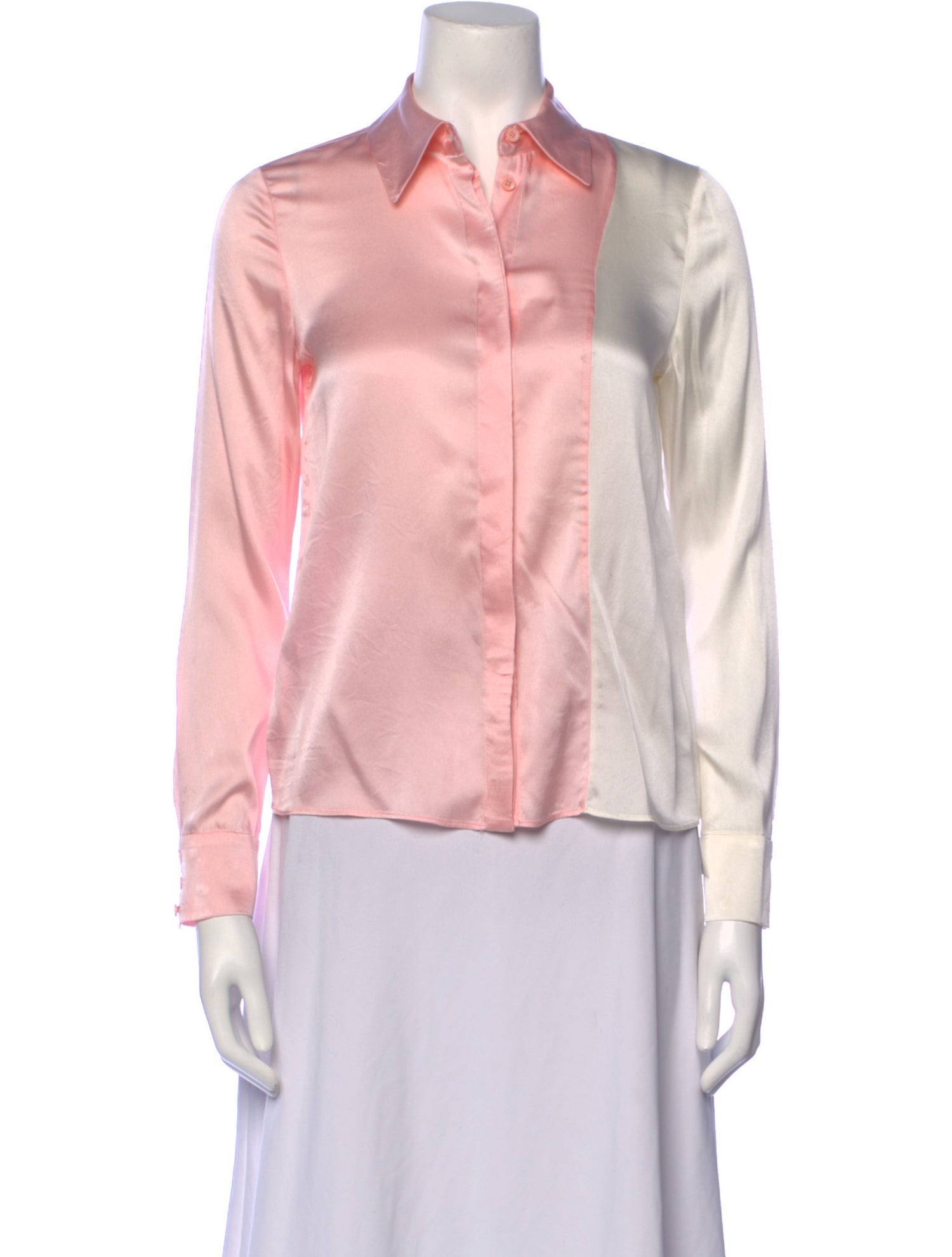 Alice + Olivia Silk Long Sleeve Button-Up Top