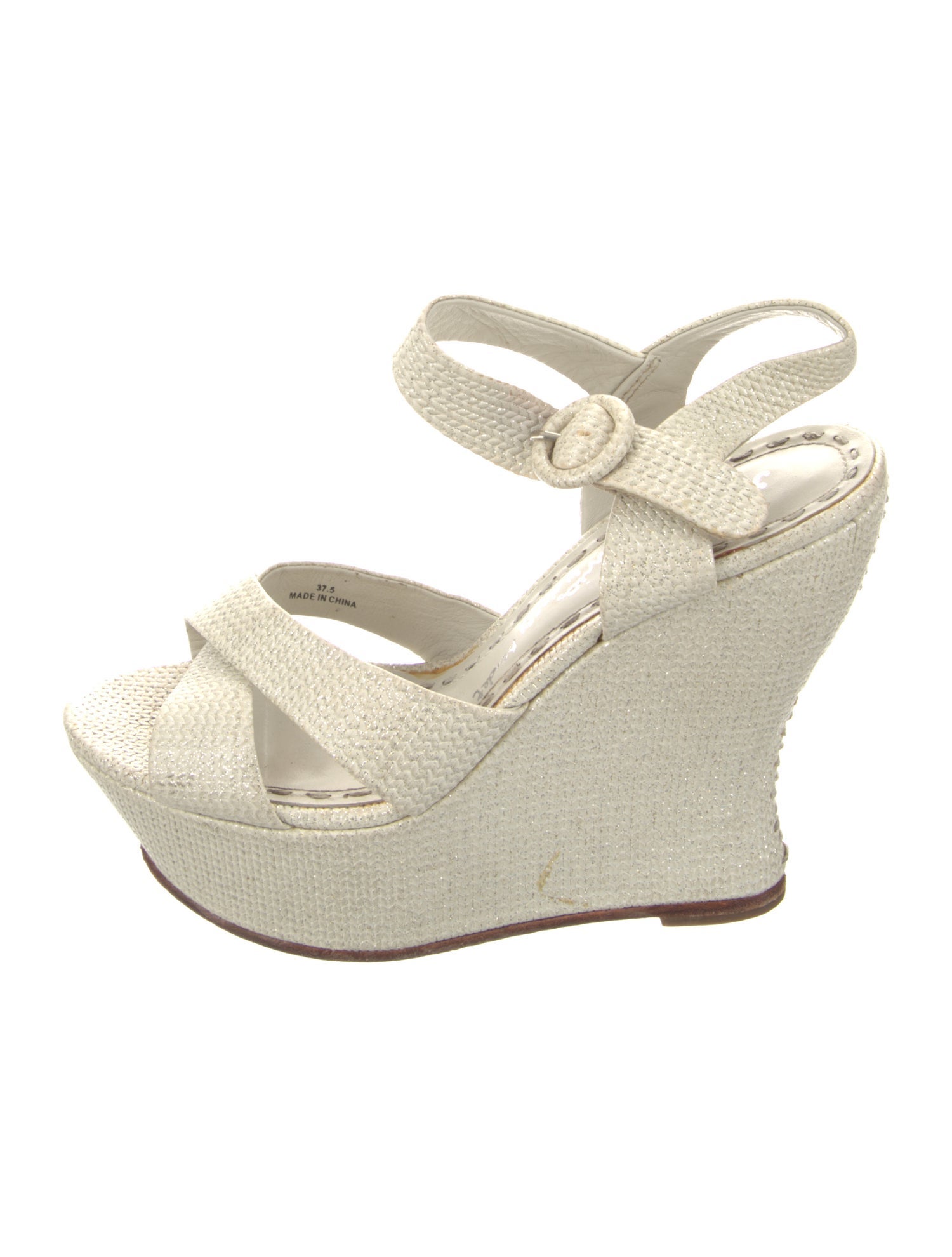 Alice + Olivia Leather Glitter Accents Espadrilles